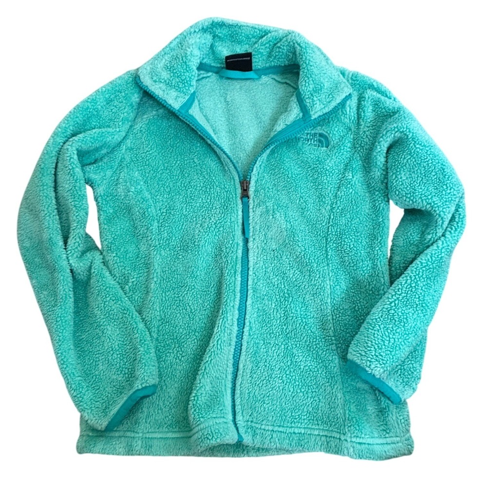 The North Face Osito Fleece Jacket Girls Size S 7/8 Turquoise Aqua Blue Zip Up